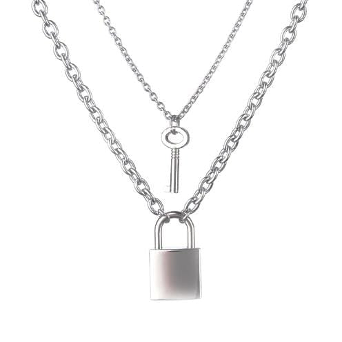 This is an image of Elegant Lock and Key Necklace, featuring a unique lock and key design symbolizing security and mystery.