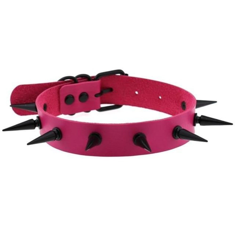 Take a look at an image of Gothic Bondage Spiked Collar in Black color