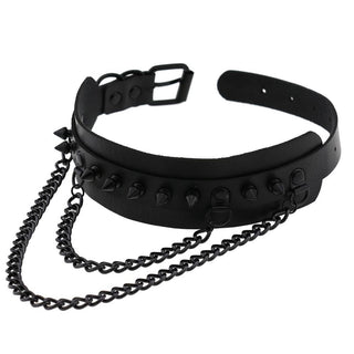 Observe an image of Spiked Trendy Goth Choker, designed for daring adventures and bold fashion statements, available in various colors to match your personality.