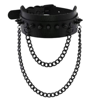 Featuring an image of Spiked Trendy Goth Choker in brown, showcasing the intricate details and craftsmanship of the design.