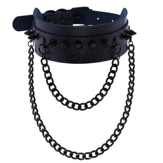 This is an image of Spiked Trendy Goth Choker in coffee color, a high-quality PU leather accessory for comfort and style.