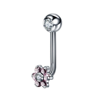 Elegant flower charm clit jewelry crafted with care from high-quality titanium in pink color.