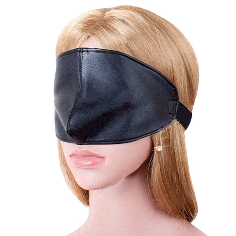 What you see is an image of Half Face Erotic Blindfold in sleek black PU leather for sensual exploration.