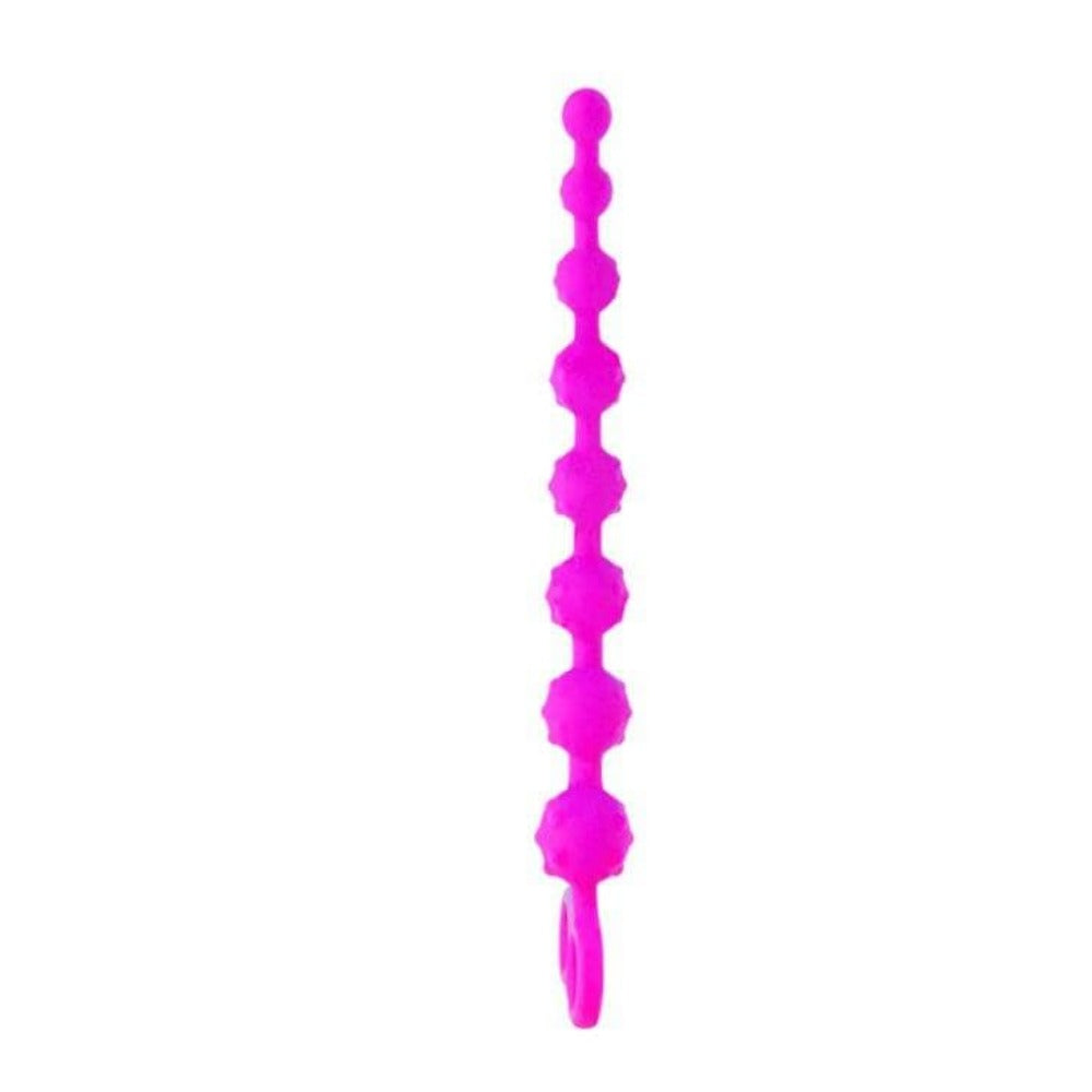 This is an image of Graduated Progression Pink Anal Beads offering a symphony of sensation through smooth texture and unique shape, creating a pleasurable experience. Versatile range of pleasure points to explore for intimate play.