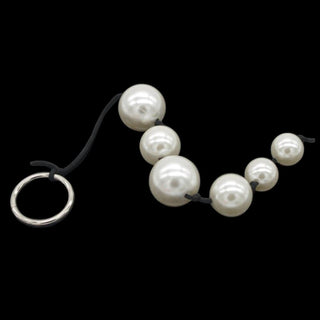 Image showcasing the smooth texture of Glossy Pearl Anal Beads for comfortable and pleasurable experience.