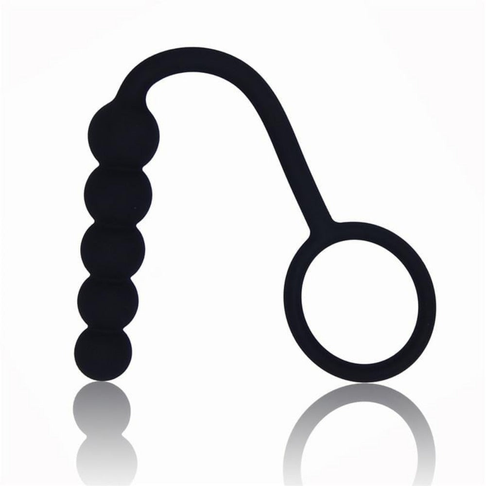 Observe an image of Sustained Pleasure Anal Beads for Guys, featuring a comfortable handle width of 1.57 inches for easy navigation.