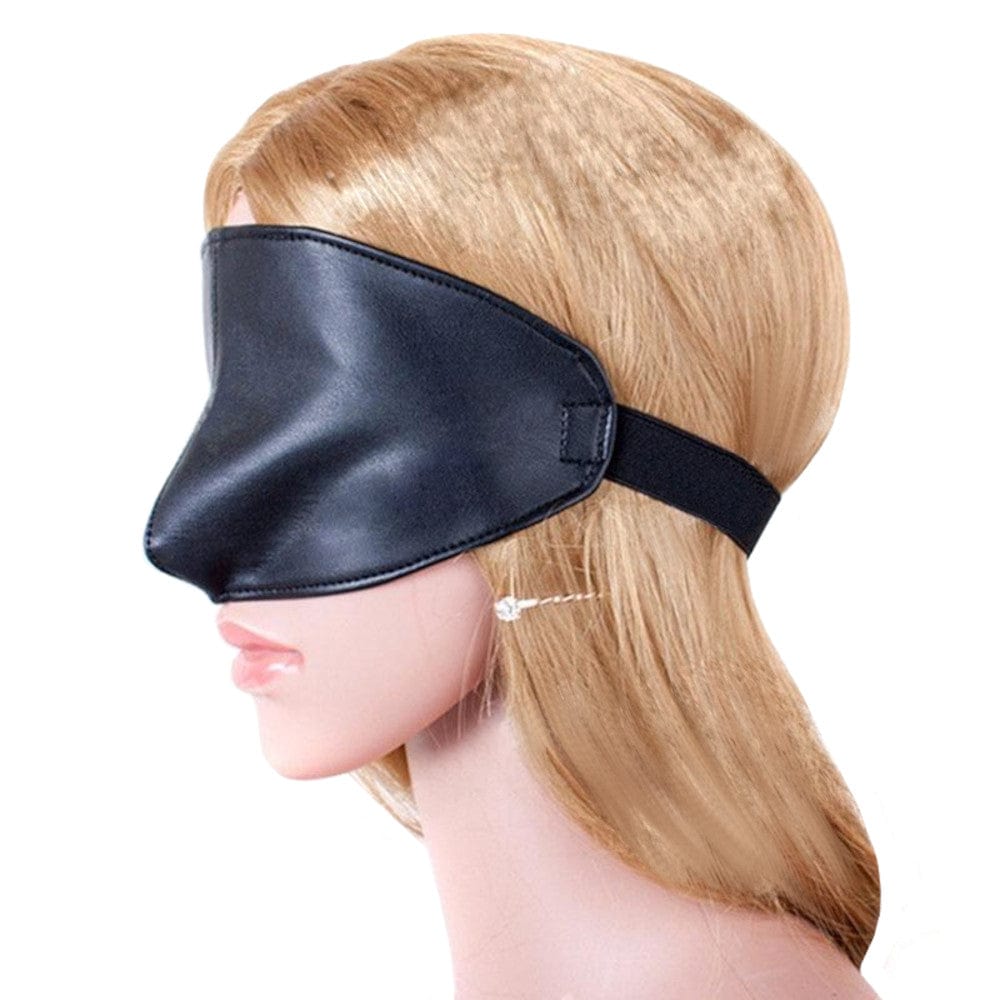 High-quality PU leather blindfold offering comfort and safety in intimate play.