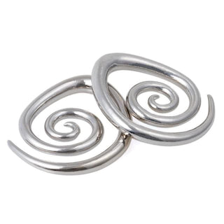 Featuring an image of Spiral Taper Stretched Nipple Piercings with a spiral design, 2.1 inches (53 mm) in length and 0.31 inch (8 mm) in gauge, enhancing allure with elegance and style.