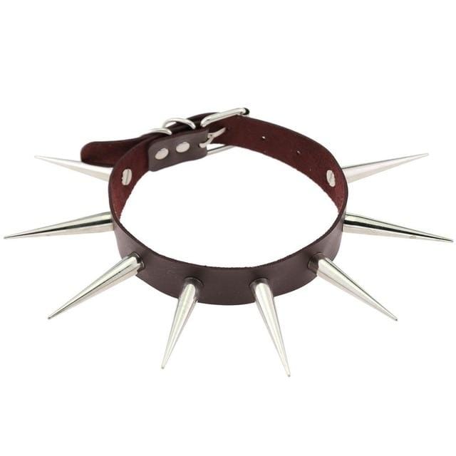 Feast your eyes on an image of Gothic PU Leather Gay Collar Spiked in rose color with grungy spikes