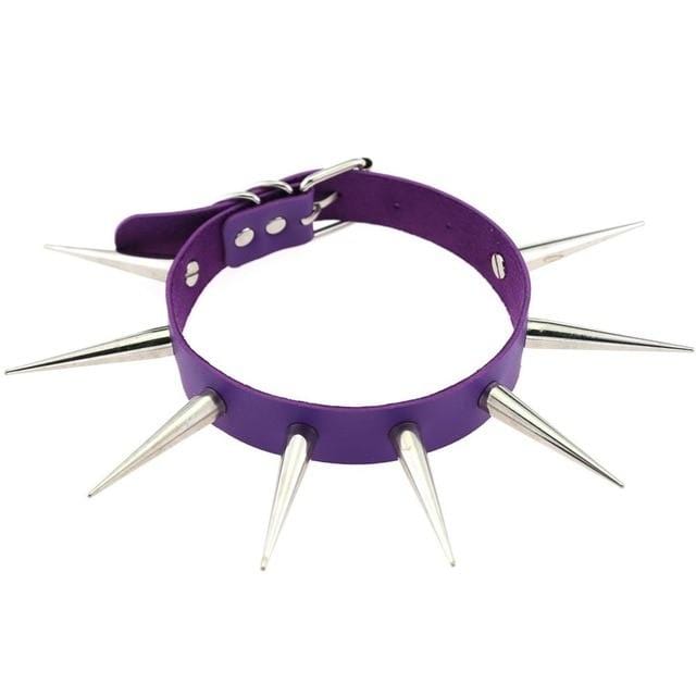 Take a look at an image of Gothic PU Leather Gay Collar Spiked in coffee color with edgy spikes