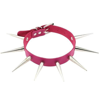 This is an image of Gothic PU Leather Gay Collar Spiked in sky blue color with bold spikes