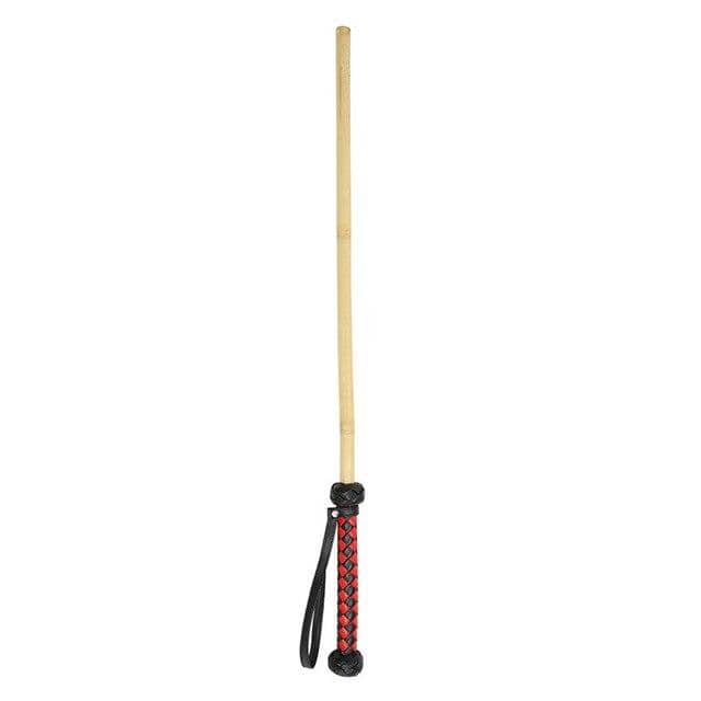 Image of Spank Me Crazy Cane Sex Toy, a bamboo cane with a non-slip leather handle for power play.