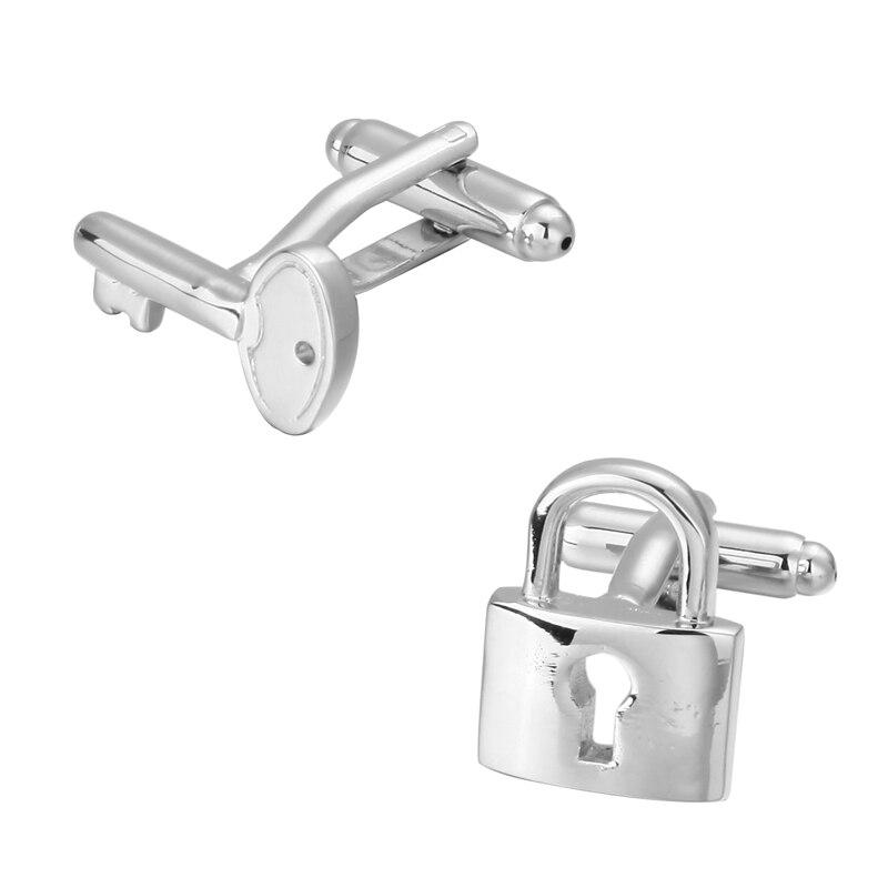 These elegant silvery lock cufflinks boast a smooth surface and durable copper material for long-lasting style.