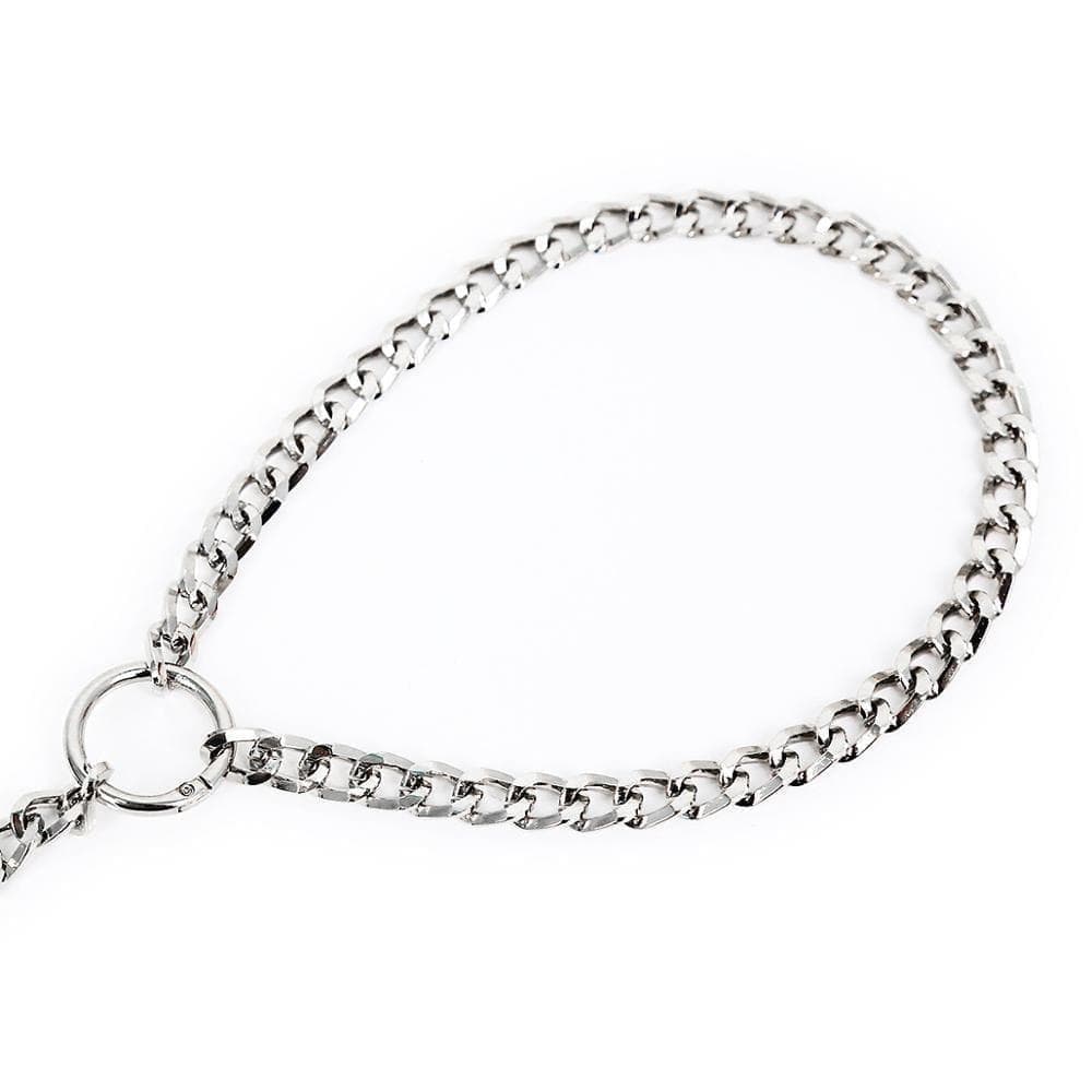 Featuring an image of the sleek and stylish silver tone version of the Erotic Bondage Fetish Metal Choker.