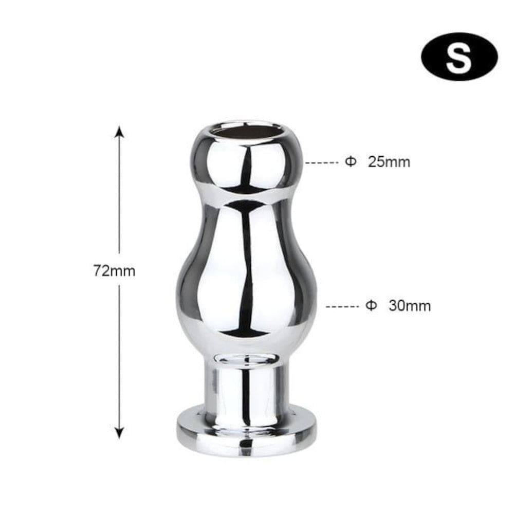 Experience the pleasures of Flawless Stainless Steel Hollow Plug with its hollow core design for added intimacy.