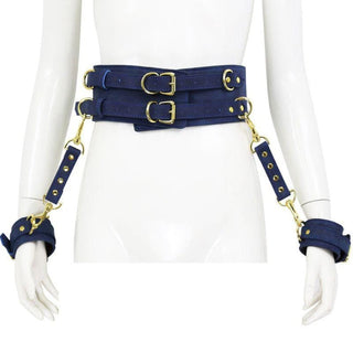 Check out an image of Hands by Your Side Leather Bondage Belt, a fashionable accessory that transitions into a bondage tool seamlessly.