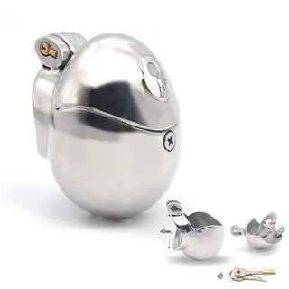 Take a look at an image of Stainless Maximum Security Ball Cuff, a stainless steel device with a spiked ring for pleasure and pain.