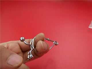 Adjustable diameter and length for versatile play with the stainless CBT penis clamp