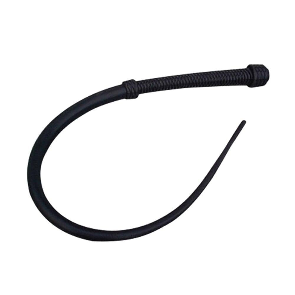 Observe an image of Multipurpose Black Rubber Bondage Sex Whip - A sleek, one-meter long whip crafted from durable rubber for intense sensations.