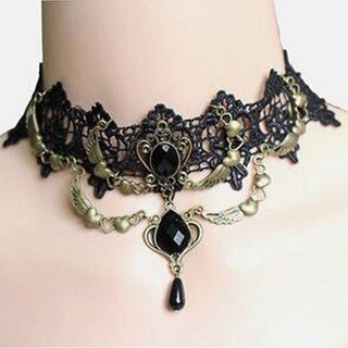 Feast your eyes on an image of Gothic Choker Sexy Jewelry, crafted from zinc alloy for quality and comfort, with a smooth texture and soft lace pendant.