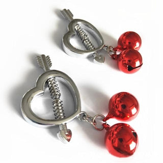 This is an image of high-quality stainless steel Captivity Arrow Fake Nipple Rings with bell feature for a thrilling bedroom adventure.