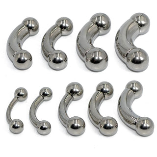 What you see is an image of Tough Guy Prince Albert Curved Barbell Piercing, meticulously sculpted for maximum pleasure and adaptability with nine different sizes available.