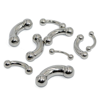 Featuring an image of Tough Guy Prince Albert Curved Barbell Piercing, crafted from premium stainless steel for superior quality and exceptional comfort.