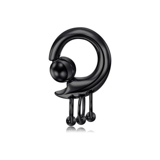 Cock Jewelry PA Ring in sleek surgical stainless steel with unique design elements like a thick loop, large central bead, and dangling rings for a luxurious intimate experience.