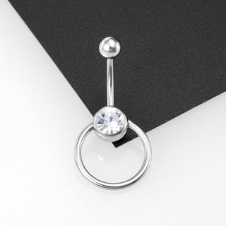 A captivating image of Crowning Jewel 14G Clit Hood Ring with a curved barbell and ring for intimate stimulation.