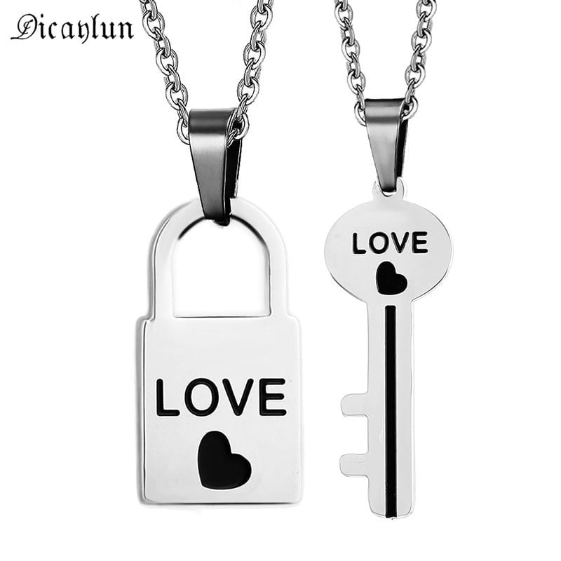 Take a look at an image of Cute Key and Lock Necklace for Couples, symbolizing love and commitment with intricate details and unmatched quality.