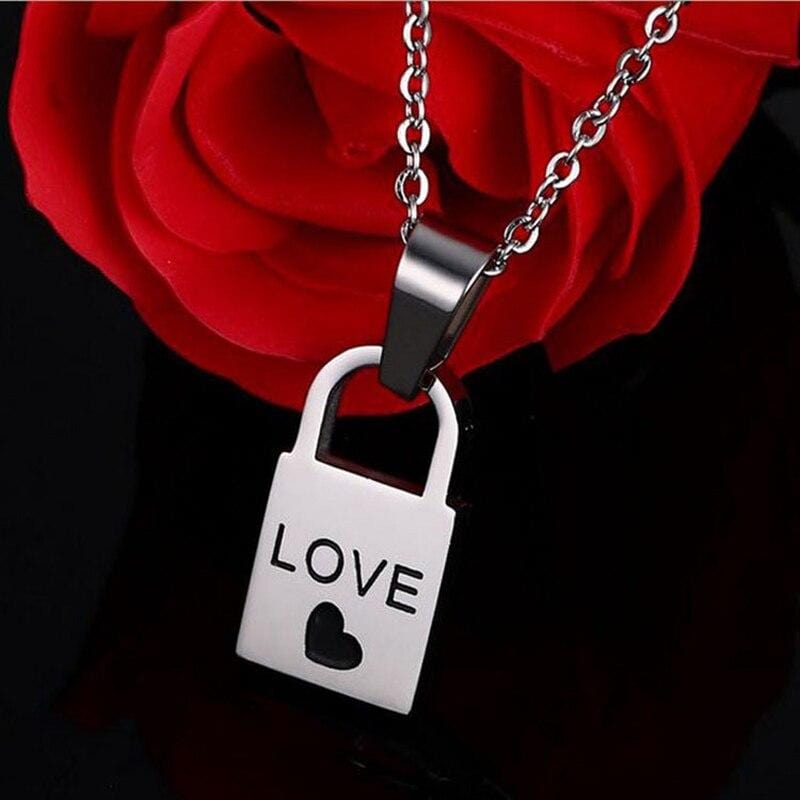 Matching lock and key pendant necklaces, crafted with precision in a cute and romantic style, ideal for all occasions like engagement, wedding, birthday, and anniversary.