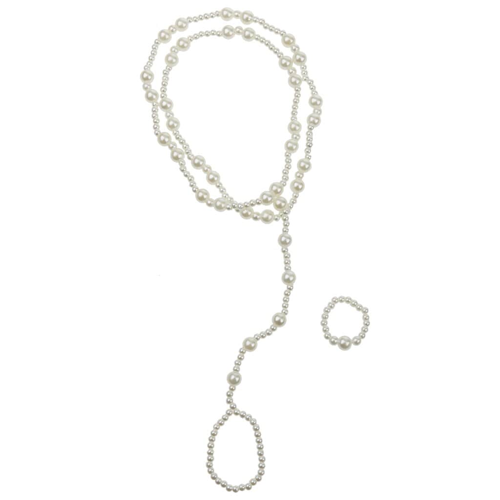 Take a look at an image of Faux Pearl Slave Anklet showcasing intricate faux pearl detailing for a touch of opulence.