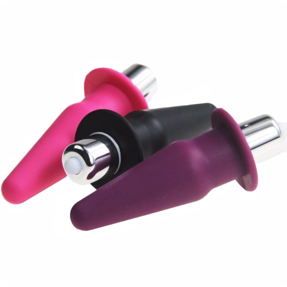 Black mini cone-shaped Silicone Jelly Ass Toy with in-built vibrator for heightened sensations.