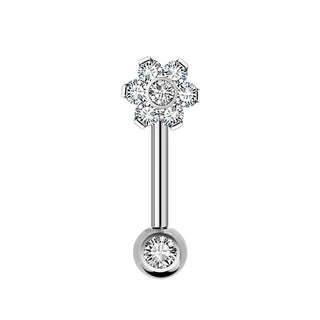 Dazzling Flower VCH Piercing Jewelry with flower stopper and ball end in Titanium G23 material for intimate pleasure.
