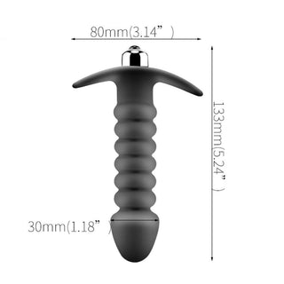 Snapshot of Ribbed Torpedo Silicone Vibrating Butt Plug Men showing ribbed texture, torpedo shape, and customizable vibrations for ultimate satisfaction.