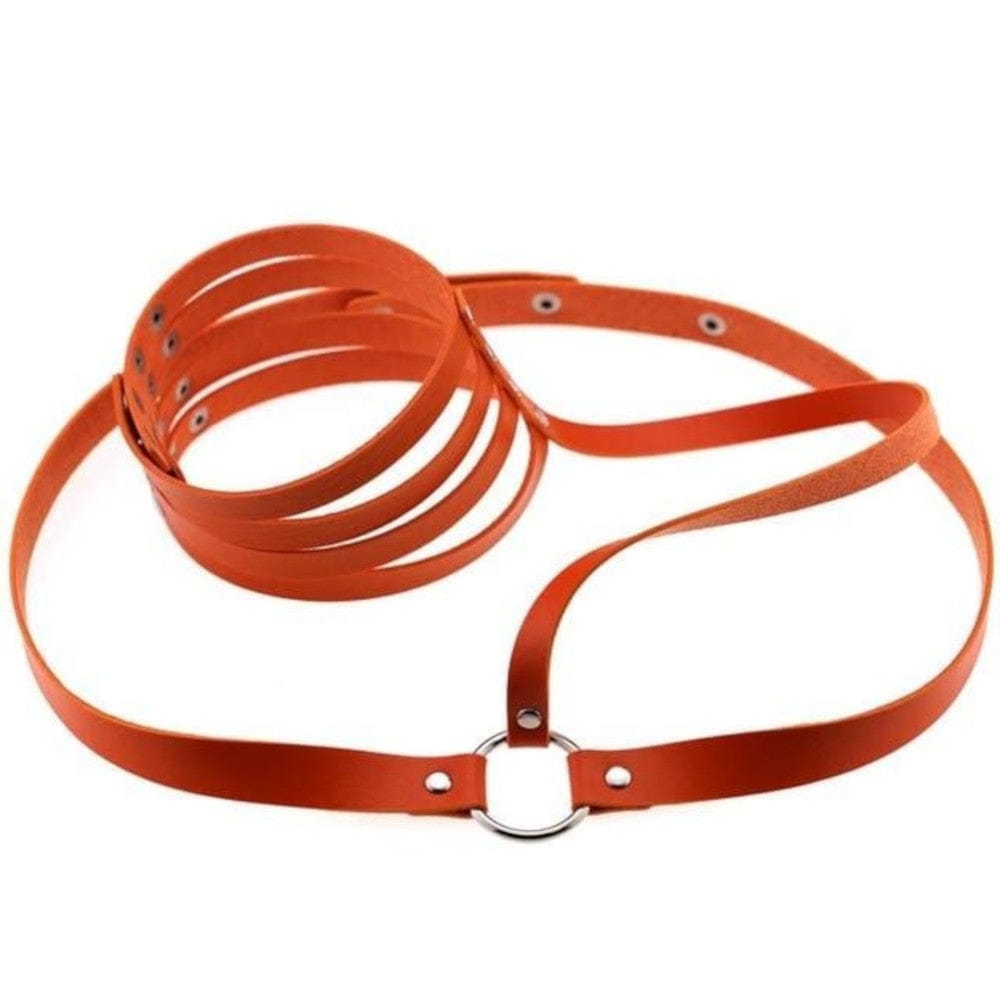 This is an image of Intimate Seduction Collars in Orange color made from high-quality vegan leather.