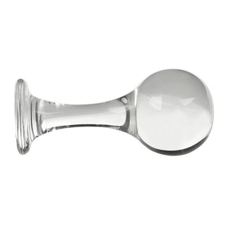 You are looking at an image of a sleek and durable glass butt plug for extended anal play.
