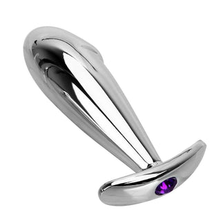 Observe an image of Dick-Inspired Stainless Steel Pretty Jeweled Plug 3.94 Inches Long with a sparkling jewel.