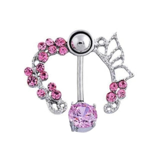 Orgasm Friendly VCH Piercing Ring with intricate butterfly design in pink and white, adding elegance and allure to intimate experiences.
