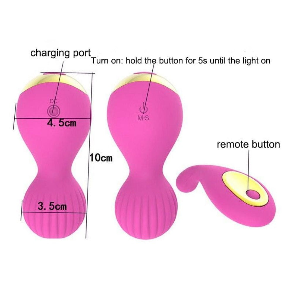 This is an image of the dual components of Pussy Therapy Kegel Balls, offering a beneficial pelvic workout and 12 vibration modes.