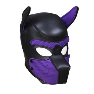 A vibrant image of the Puppy Pet Play Leather Hood Mask, designed for immersive play experiences.