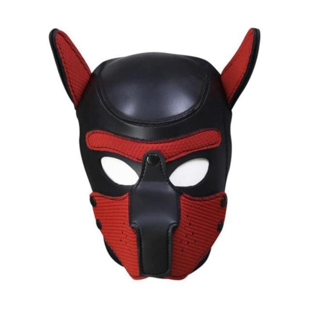This is an image of Puppy Pet Play Leather Hood Mask in white color.