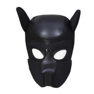 This is an image showcasing the luxurious texture of the synthetic leather material used in the Puppy Pet Play Leather Hood Mask.