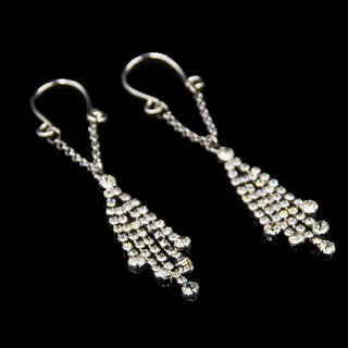 Crystal Tassels Clip on Nipple Rings featuring stainless steel material, adjustable fit, and captivating acrylic crystals.