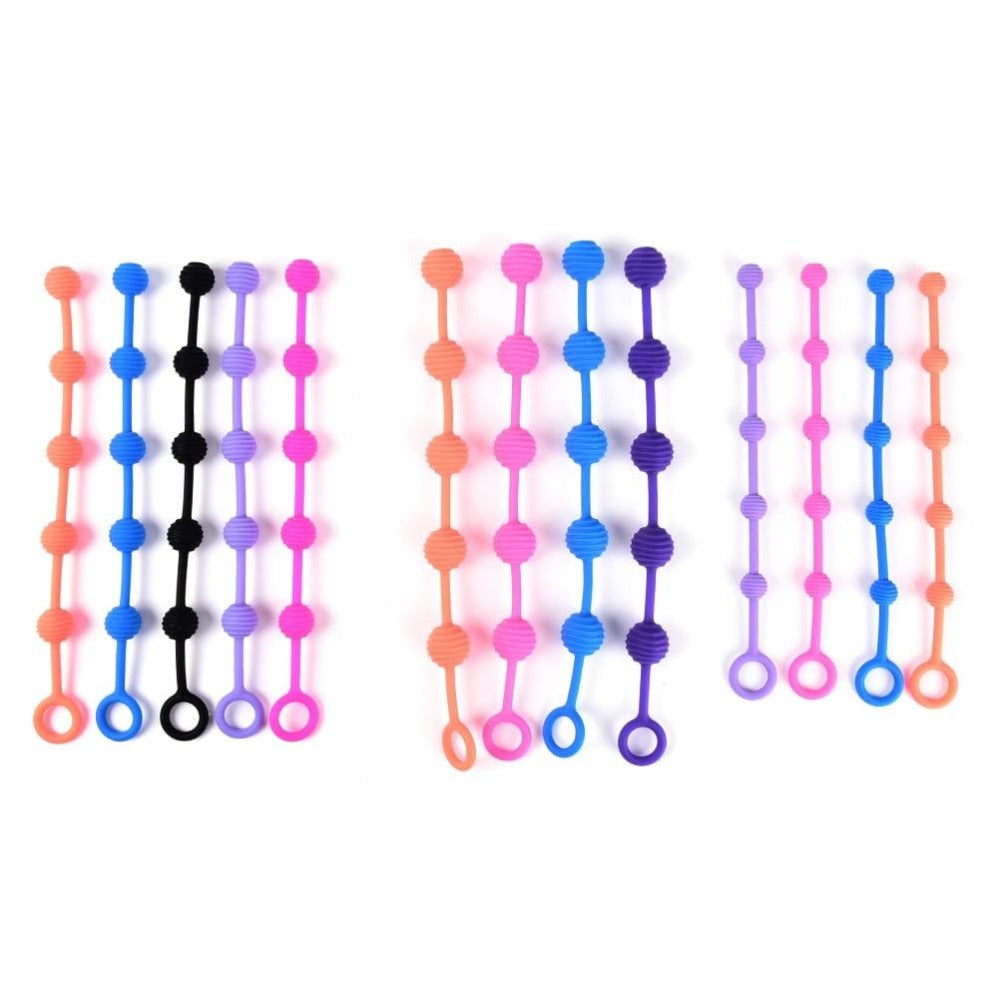 Colorful anal beads with flexible cord for versatile pleasure