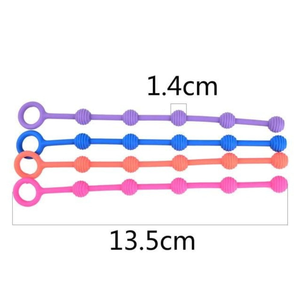 Silicone anal beads for a dynamic and colorful experience