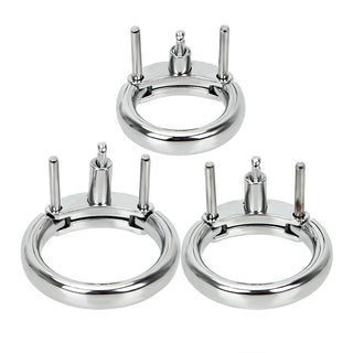 What you see is an image of Accessory Ring for Cock Arrest Metal Device, featuring three different ring sizes for a customized fit.